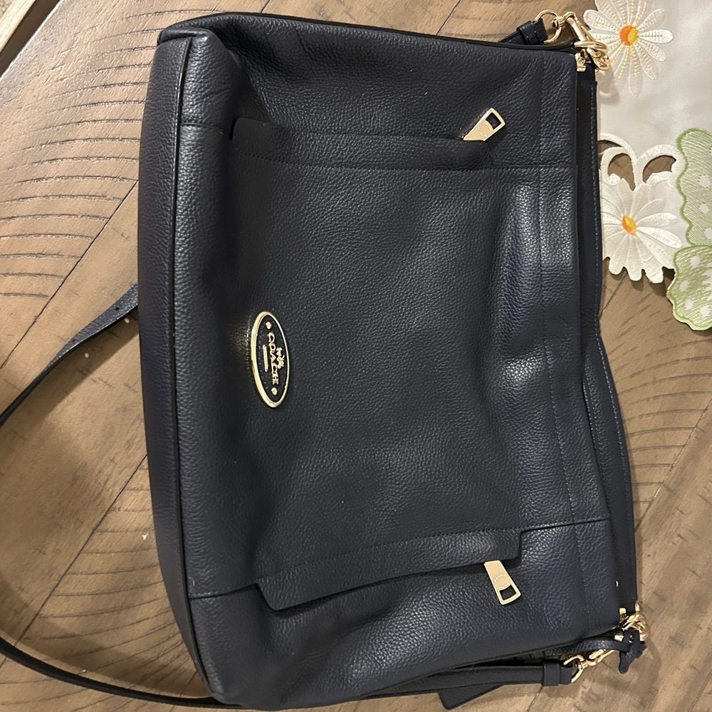Coach Navy Leather Crossbody Bag with Wallet